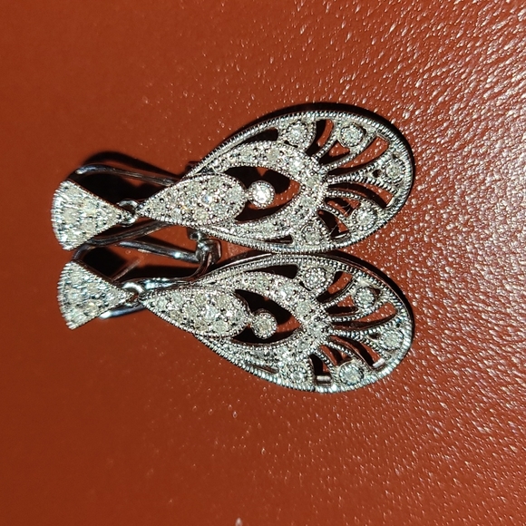 White 14K Gold with Dimonds earrings - Picture 3 of 16